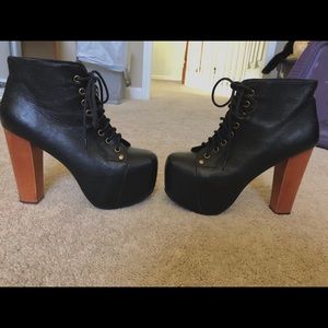 Jeffrey Campbell Black Leather Lita Boots 6.5